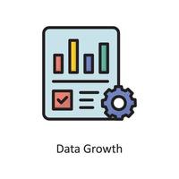 ilustración de diseño de icono de contorno lleno de vector de crecimiento de datos. símbolo de computación en la nube en el archivo eps 10 de fondo blanco