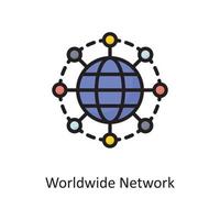 Worldwide Network  Vector  Filled Outline Icon Design illustration. Cloud Computing Symbol on White background EPS 10 File