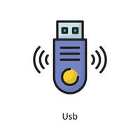 ilustración de diseño de icono de contorno lleno de vector usb. símbolo de computación en la nube en el archivo eps 10 de fondo blanco