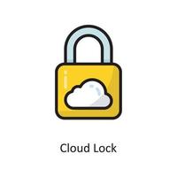 Cloud Lock Vector  Filled Outline Icon Design illustration. Cloud Computing Symbol on White background EPS 10 File