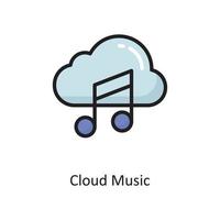 Cloud Music Vector  Filled Outline Icon Design illustration. Cloud Computing Symbol on White background EPS 10 File