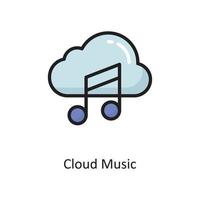 ilustración de diseño de icono de contorno lleno de vector de música en la nube. símbolo de computación en la nube en el archivo eps 10 de fondo blanco