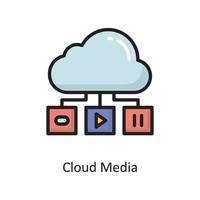 ilustración de diseño de icono de contorno lleno de vector de medios de nube. símbolo de computación en la nube en el archivo eps 10 de fondo blanco