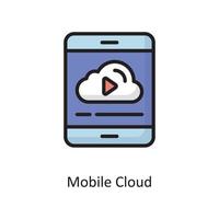 Mobile Cloud Vector  Filled Outline Icon Design illustration. Cloud Computing Symbol on White background EPS 10 File