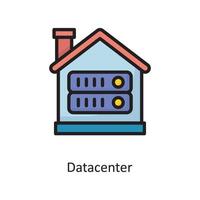 ilustración de diseño de icono de contorno lleno de vector de centro de datos. símbolo de computación en la nube en el archivo eps 10 de fondo blanco