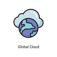 ilustración de diseño de icono de contorno lleno de vector de nube global. símbolo de computación en la nube en el archivo eps 10 de fondo blanco