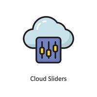 ilustración de diseño de icono de contorno lleno de vector de deslizadores de nube. símbolo de computación en la nube en el archivo eps 10 de fondo blanco