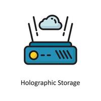 ilustración de diseño de icono de contorno lleno de vector de almacenamiento holográfico. símbolo de computación en la nube en el archivo eps 10 de fondo blanco