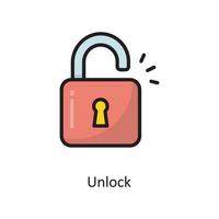 Unlock Vector  Filled Outline Icon Design illustration. Cloud Computing Symbol on White background EPS 10 File