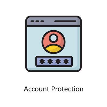 ilustración de diseño de icono de contorno lleno de vector de protección de cuenta. símbolo de computación en la nube en el archivo eps 10 de fondo blanco