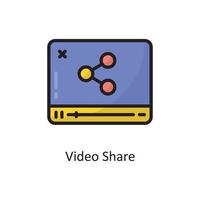 Video Share Vector  Filled Outline Icon Design illustration. Cloud Computing Symbol on White background EPS 10 File