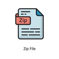 Ilustración de diseño de icono de contorno lleno de vector de archivo zip. símbolo de computación en la nube en el archivo eps 10 de fondo blanco