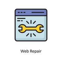 ilustración de diseño de icono de contorno lleno de vector de reparación web. símbolo de computación en la nube en el archivo eps 10 de fondo blanco