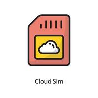 ilustración de diseño de icono de contorno lleno de vector de simulación de nube. símbolo de computación en la nube en el archivo eps 10 de fondo blanco