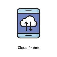 Cloud Phone Vector  Filled Outline Icon Design illustration. Cloud Computing Symbol on White background EPS 10 File