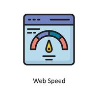 ilustración de diseño de icono de contorno lleno de vector de velocidad web. símbolo de computación en la nube en el archivo eps 10 de fondo blanco