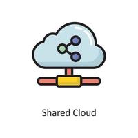 Shared Network Vector  Filled Outline Icon Design illustration. Cloud Computing Symbol on White background EPS 10 File