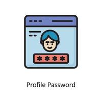 Profile Password Vector  Filled Outline Icon Design illustration. Cloud Computing Symbol on White background EPS 10 File