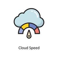 Cloud Speed Vector  Filled Outline Icon Design illustration. Cloud Computing Symbol on White background EPS 10 File