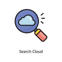 ilustración de diseño de icono de contorno lleno de vector de nube de búsqueda. símbolo de computación en la nube en el archivo eps 10 de fondo blanco