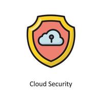 Cloud Security Vector  Filled Outline Icon Design illustration. Cloud Computing Symbol on White background EPS 10 File