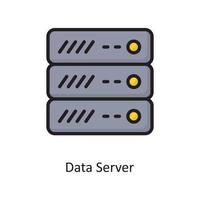 ilustración de diseño de icono de contorno lleno de vector de servidor de datos. símbolo de computación en la nube en el archivo eps 10 de fondo blanco