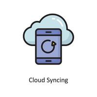 Cloud Syncing Vector  Filled Outline Icon Design illustration. Cloud Computing Symbol on White background EPS 10 File