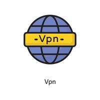 Vpn Vector  Filled Outline Icon Design illustration. Cloud Computing Symbol on White background EPS 10 File