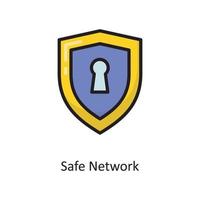 Safe Network Vector  Filled Outline Icon Design illustration. Cloud Computing Symbol on White background EPS 10 File