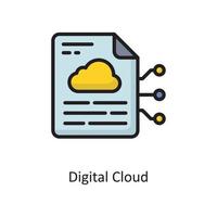 ilustración de diseño de icono de contorno lleno de vector de nube digital. símbolo de computación en la nube en el archivo eps 10 de fondo blanco