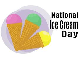 National Ice Cream Day, idea for poster, banner, flyer, card or menu design vector