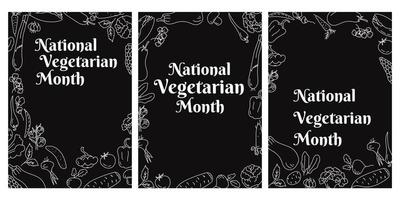 mes vegetariano nacional, idea para afiches, pancartas, volantes o postales vector