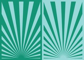 Set of 2 Green and Blue Retro Inspired Vertical Posters, Different Sunburst Christmas Background Templates. Paper Collage Backdrops. vector