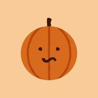 Cute Halloween Pumpkin Suspicious Emotion, Face in Disbelief vector