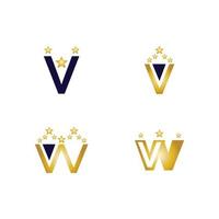 v and w icons isolated on white background vector