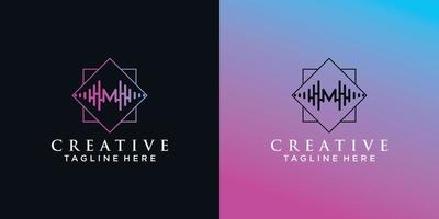 diseño de logotipo de música con estilo degradado con vector premium de concepto moderno