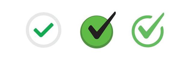 Check mark. Set of Green tick approval icons. vector