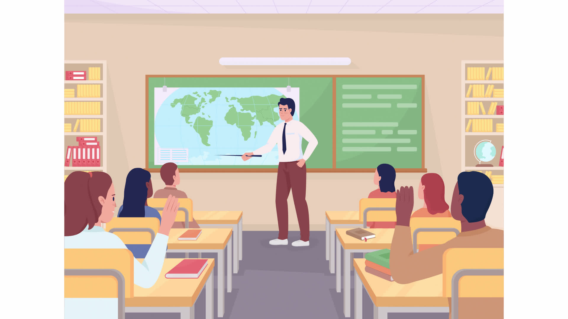 Animated geography illustration. Educational lesson for high school  students. Looped flat color 2D cartoon characters animation video in HD  with school interior on transparent background 13447843 Stock Video at  Vecteezy