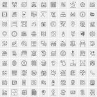 paquete de 100 iconos de líneas universales para móviles y web vector