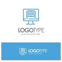 Computer Book OnTechnology Blue outLine Logo with place for tagline vector