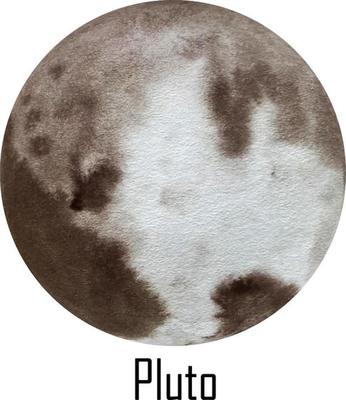 Watercolor planet Pluto isolated on white. Pluto Illustration