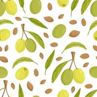 Bright green olive pattern. Seamless pattern of olives. vector