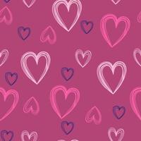 Seamless pattern with hearts in blue-pink colors. Vector graphics.