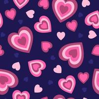 Seamless pattern with hearts in blue-pink colors. Vector graphics.