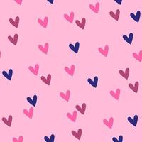 Seamless pattern with hearts in blue-pink colors. Vector graphics.