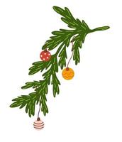 Christmas wreath. Decor for New Year Christmas and holiday. Wreath with holly berries, mistletoe, pine and fir branches, cones, rowan berries. Hand drawn illustration isolated on the white background vector