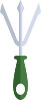 Gardening fork with three sharp ends, illustration, vector on white background.