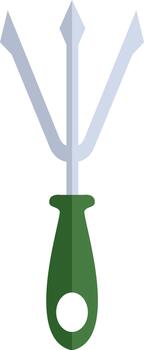 Gardening fork with three sharp ends, illustration, vector on white background.