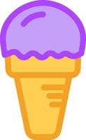 Sweet purple ice cream in cone, illustration, vector on a white background.