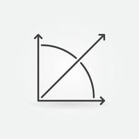 45 degrees angle outline icon - vector concept line symbol